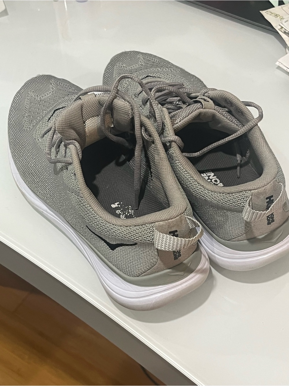 Hoka One One Women's Light Gray Athletic Running Shoes - Picture 4 of 5